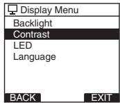 OLYMPUS DS-2800 - Select [Contrast] at the [Display Menu] screen, then press the OK/MENU or ▶▶▶I button. - 1