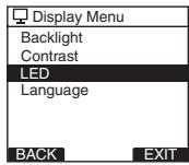 OLYMPUS DS-2800 - Select [LED] at the [Display Menu] screen, then press the OK/MENU or ▶▶▶ button. - 1