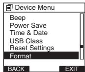 OLYMPUS DS-2800 - Formatting the card [Format] - 2