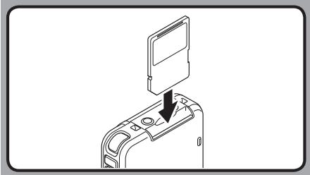 OLYMPUS DS-2800 - Insert the SD card into the card slot in the direction shown in the illustration until it clicks. - 1