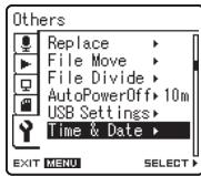 OLYMPUS LS-5 - Press the  or  button to select [Time &amp; Date]. - 1