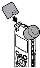 OLYMPUS LS-5 - Affix the windscreen: - 2