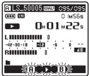 OLYMPUS LS-5 - Press the A-B REPEAT button again at the position where you want to end segment repeat playback. - 1