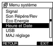 OLYMPUS DS-3400 - Appuyez sur la touche + ou - sur l'écran [Menu système], puis sélectionnez [Heure et Date]. - 1