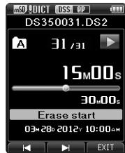 OLYMPUS DS-3500 - In the position you want to end partial erase, press the ERASE button again. - 3