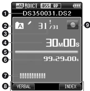 OLYMPUS DS-3500 - Display status indicators (LCD panel) - 1