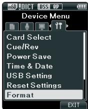 OLYMPUS DS-3500 - Formatting the card [Format] - 1