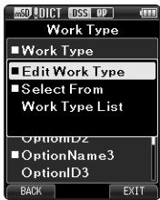 OLYMPUS DS-3500 - Editing the Work Type information - 2