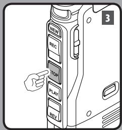 OLYMPUS DS-3500 - Press the REC button to start overwriting. - 2