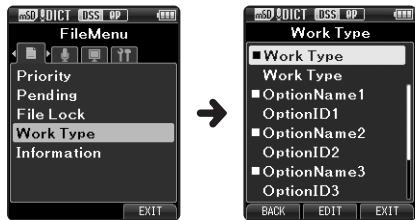 OLYMPUS DS-3500 - Editing the Work Type information - 1