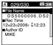 OLYMPUS DS-5000 - Press the F3(INFO). The file information is displayed. - 1