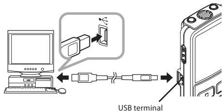 OLYMPUS VN-6800PC - Connect the recorder's USB terminal to a PC USB port or USB hub. - 1