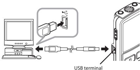 OLYMPUS VN-7800PC - Connect the recorder's USB terminal to a PC USB port or USB hub. - 1