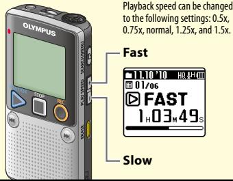 OLYMPUS DP-20, DP-211 - Changing the playback speed - 1