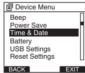 OLYMPUS DS-2500,  DS 2500 - Press the + or - button in the [Device Menu] screen, then select [Time &amp; Date]. - 1