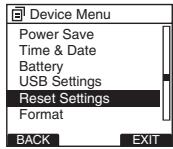OLYMPUS DS-2500,  DS 2500 - Initializing the recorder's menu settings [Reset Settings] - 1