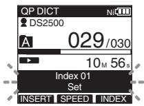 OLYMPUS DS-2500,  DS 2500 - While the recorder is recording or in playback mode, press the F3 (INDEX) button to set an index mark. - 1