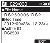 OLYMPUS DS-2500,  DS 2500 - Press the F2 (INFO) button. - 1