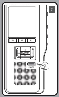 OLYMPUS DS-2500,  DS 2500 - Press the ERASE button at the point to end erasing. - 2