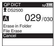 OLYMPUS DS-2500,  DS 2500 - Erasing all files in a folder - 1