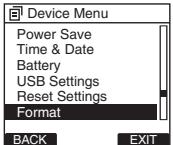 OLYMPUS DS-2500,  DS 2500 - Select [Device Menu] at the [Format] screen, then press the PLAY/OK or  button. - 1