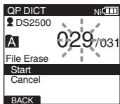 OLYMPUS DS-2500,  DS 2500 - Erasing a file - 3