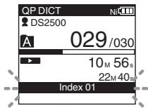OLYMPUS DS-2500,  DS 2500 - While playing back a file, press and hold the  or  button. - 1