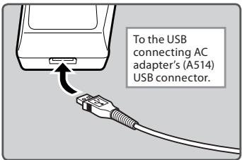 OLYMPUS DS-2500,  DS 2500 - Plug the recorder's USB cable into the AC adapter. - 1