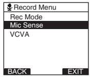 OLYMPUS DS-2500,  DS 2500 - Select [Mic Sense] at the [Record Menu] screen, then press the PLAY/OK or▶▶I button. - 1