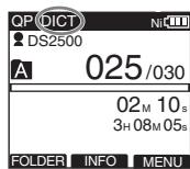 OLYMPUS DS-2500,  DS 2500 - Press the F3 (EXIT) or 1 button to close the menu screen. - 1