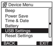OLYMPUS DS-2500,  DS 2500 - Select [USB Settings] at the [Device Menu] screen, then press the PLAY/OK or  I button. - 1