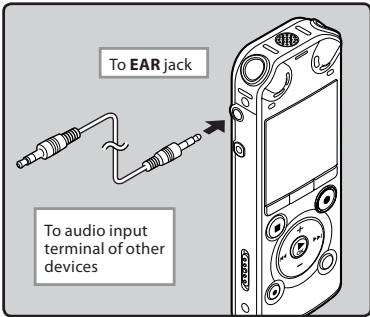 OLYMPUS LS-3,  LS-100,  LS-12,  LS-14,  LS-20,  LS-20M,  LS-3,  LS-5 - Recording the sound of this recorder with other devices: - 1