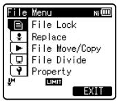 OLYMPUS LS-3,  LS-100,  LS-12,  LS-14,  LS-20,  LS-20M,  LS-3,  LS-5 - While the recorder is during stop mode, press the MENU/SCENE button. - 1