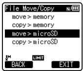 OLYMPUS LS-3,  LS-100,  LS-12,  LS-14,  LS-20,  LS-20M,  LS-3,  LS-5 - Moving/Copying files [File Move/Copy] - 2