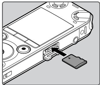 OLYMPUS LS-3,  LS-100,  LS-12,  LS-14,  LS-20,  LS-20M,  LS-3,  LS-5 - Inserting a microSD card - 2