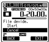 OLYMPUS LS-3,  LS-100,  LS-12,  LS-14,  LS-20,  LS-20M,  LS-3,  LS-5 - Select [File Divide] from the menu on the [File Menu]. - 1