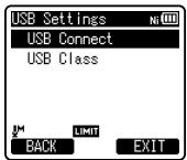 OLYMPUS LS-3,  LS-100,  LS-12,  LS-14,  LS-20,  LS-20M,  LS-3,  LS-5 - Press the + or - button to select [USB Connect] or [USB Class]. - 1