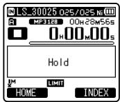 OLYMPUS LS-3,  LS-100,  LS-12,  LS-14,  LS-20,  LS-20M,  LS-3,  LS-5 - Set the recorder to HOLD mode - 2
