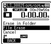 OLYMPUS LS-3,  LS-100,  LS-12,  LS-14,  LS-20,  LS-20M,  LS-3,  LS-5 - Erasing files - 2