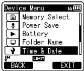 OLYMPUS LS-3,  LS-100,  LS-12,  LS-14,  LS-20,  LS-20M,  LS-3,  LS-5 - Press the + or - button to select [Time &amp; Date]. - 1