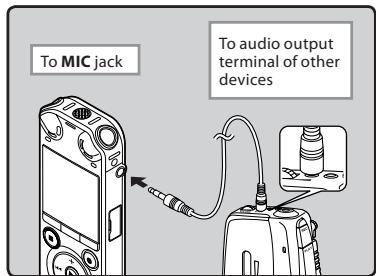 OLYMPUS LS-3,  LS-100,  LS-12,  LS-14,  LS-20,  LS-20M,  LS-3,  LS-5 - Recording the sound of other devices with this recorder: - 1