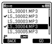 OLYMPUS LS-3,  LS-100,  LS-12,  LS-14,  LS-20,  LS-20M,  LS-3,  LS-5 - When you select [Selected files]: - 1