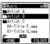 OLYMPUS LS-3,  LS-100,  LS-12,  LS-14,  LS-20,  LS-20M,  LS-3,  LS-5 - When [Music] is selected: - 1