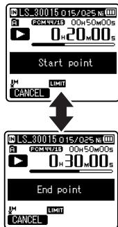 OLYMPUS LS-3,  LS-100,  LS-12,  LS-14,  LS-20,  LS-20M,  LS-3,  LS-5 - In the position you want to end partial erase, press the ERASE button again. - 1