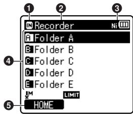 OLYMPUS LS-3,  LS-100,  LS-12,  LS-14,  LS-20,  LS-20M,  LS-3,  LS-5 - Folder list display - 1