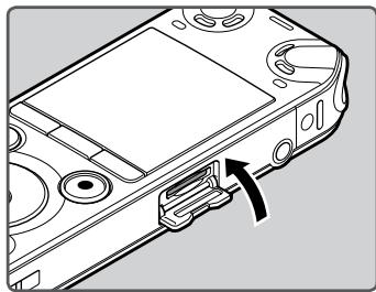 OLYMPUS LS-3,  LS-100,  LS-12,  LS-14,  LS-20,  LS-20M,  LS-3,  LS-5 - Inserting a microSD card - 3