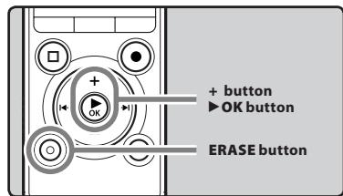 OLYMPUS LS-3,  LS-100,  LS-12,  LS-14,  LS-20,  LS-20M,  LS-3,  LS-5 - Erasing a folder - 1