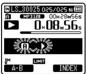OLYMPUS LS-3,  LS-100,  LS-12,  LS-14,  LS-20,  LS-20M,  LS-3,  LS-5 - How to begin segment repeat playback - 2