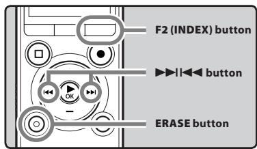 OLYMPUS LS-3,  LS-100,  LS-12,  LS-14,  LS-20,  LS-20M,  LS-3,  LS-5 - Setting an index mark or a temp mark - 1