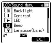 OLYMPUS LS-3,  LS-100,  LS-12,  LS-14,  LS-20,  LS-20M,  LS-3,  LS-5 - Press the + or - button to move to the tab that contains the item you want to set. - 1